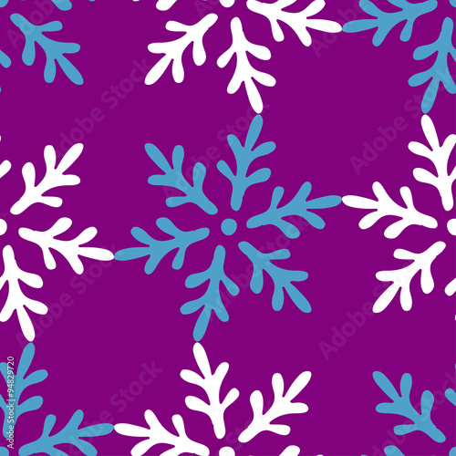 Seamless vector background with decorative snowflakes