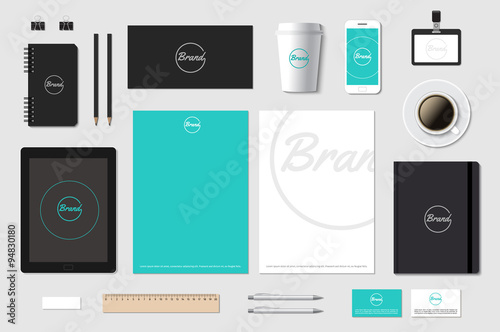 Vector template mockup for brand presentation on grey.