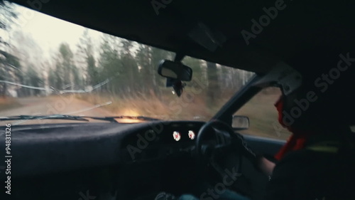 Rally car driver during race