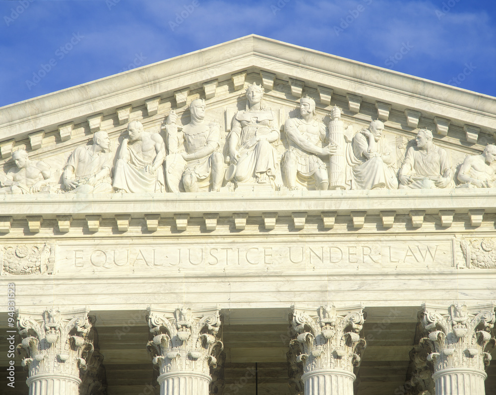 Carved figures in pediment of the United States Supreme Court Building, Washington D.C. Carved figures in pediment of the United States Supreme Court Building, Washington D.C.