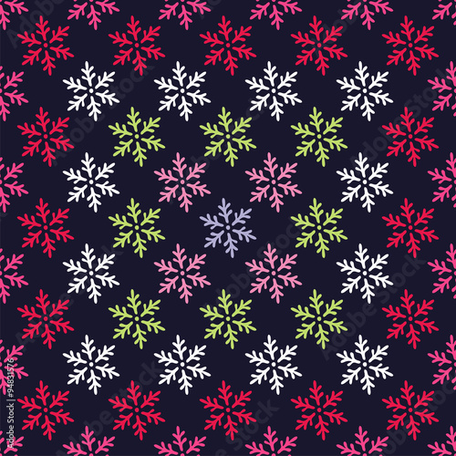 Seamless vector background with decorative snowflakes