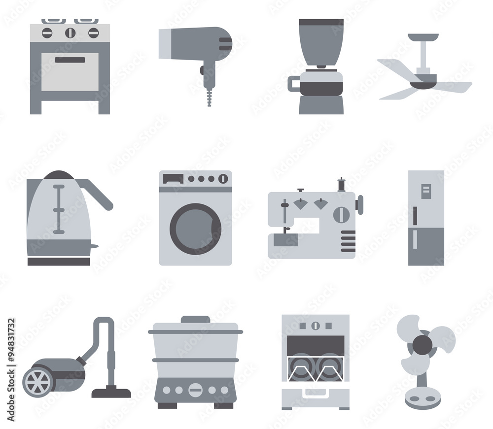 Domestic Equipment black and white icons Domestic Equipment black and white icons