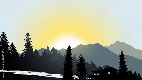 Mountain View with a lonely house