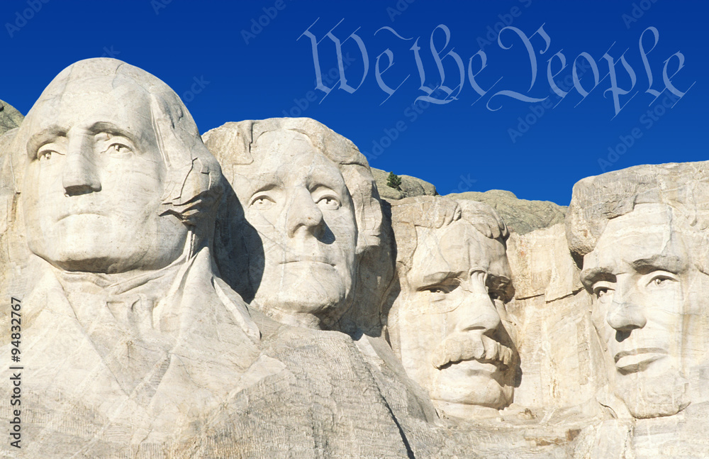 Fototapeta premium Digital composite: Preamble to the U.S. Constitution and Mount Rushmore