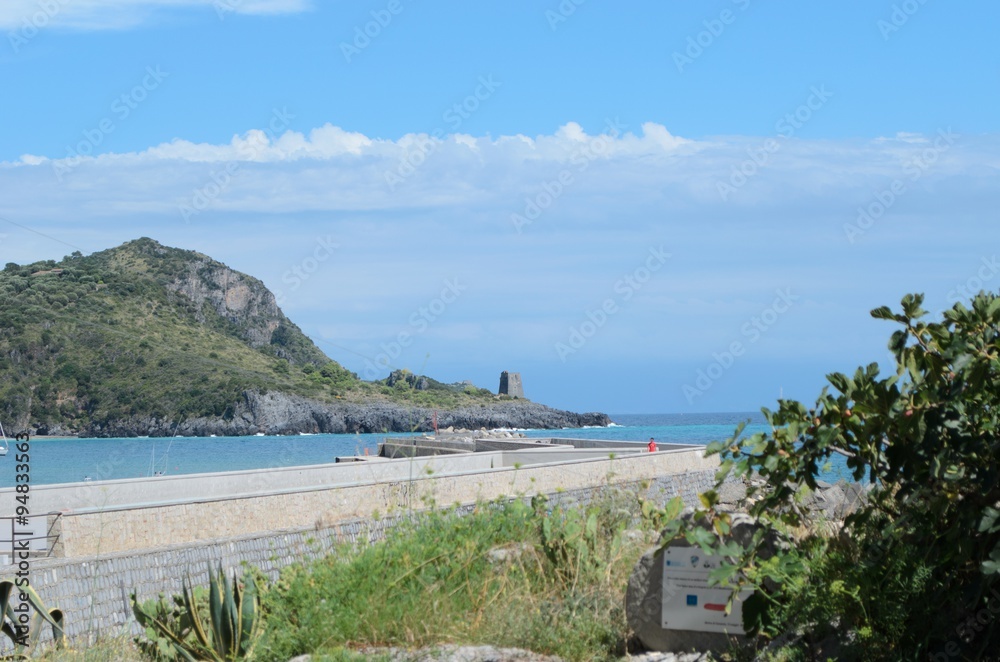 Marina di camerota harbour landscape with outstanding blue sky