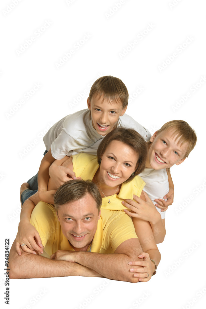 Happy family of four