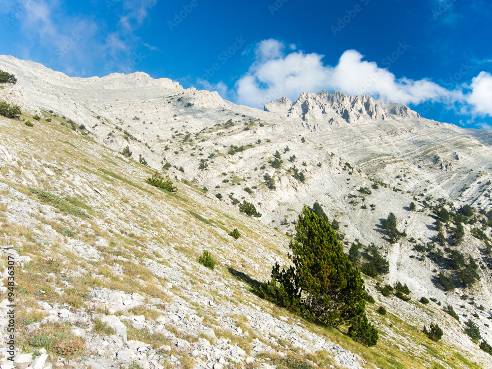 view of the peak mytikas and surrounding peaks, greece