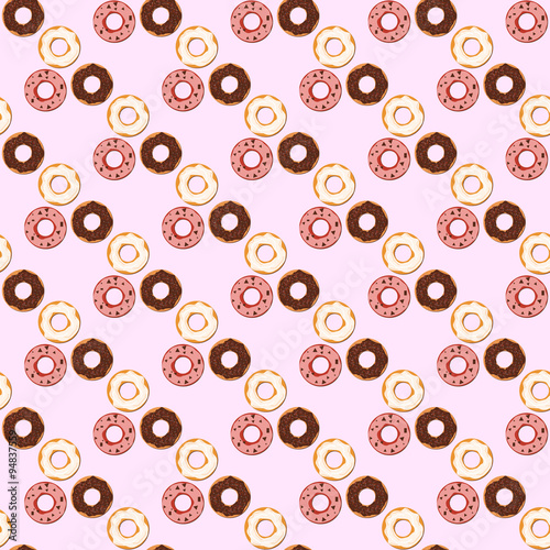 Background with donuts. Seamless vector pattern.