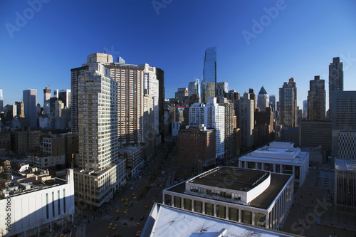 New York City skyline looking south down Broadway from Lincoln Center  New York City  New York  USA  03.21.2014