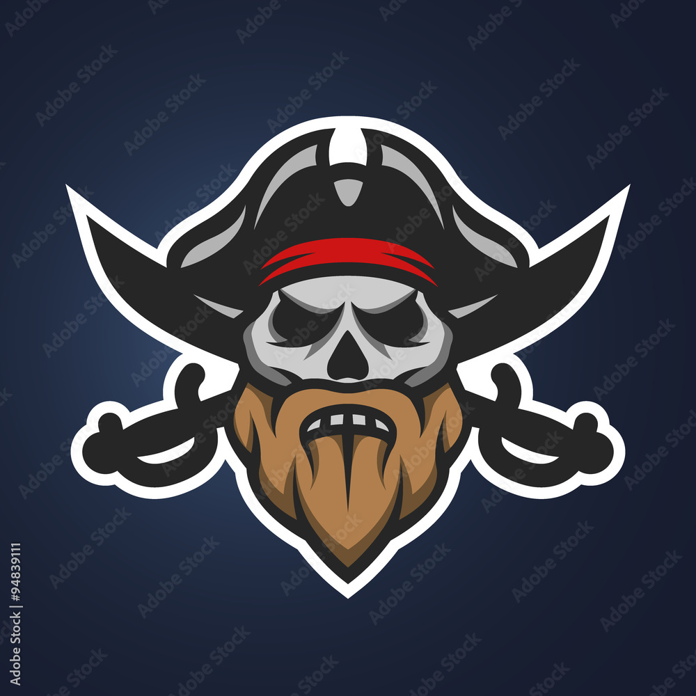 Fototapeta premium Pirate captain skull and swords.