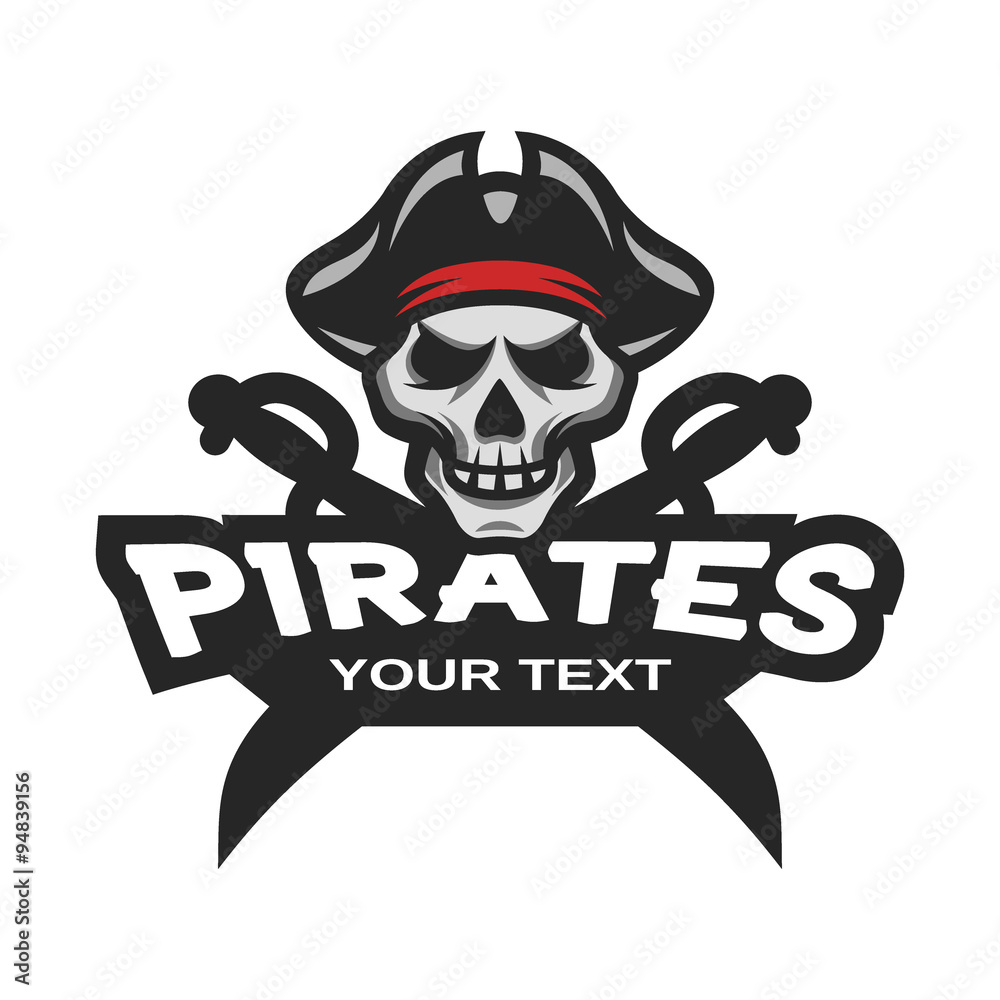 Skull pirates and swords. Mascot logo.
