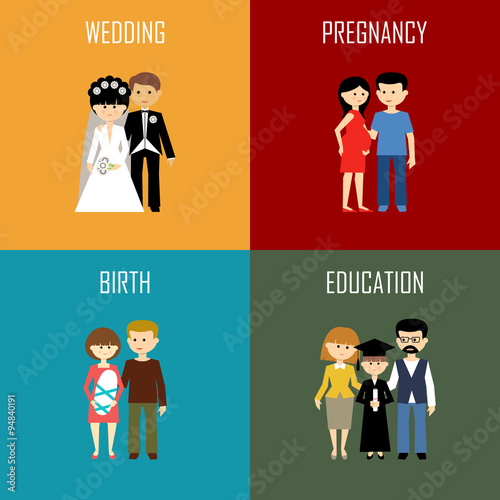 Flat set of family life