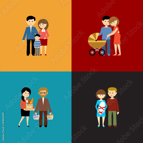 Flat set of family life