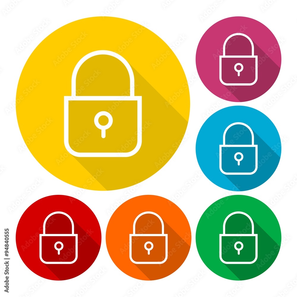 Lock icons set with long shadow Lock icons set with long shadow
