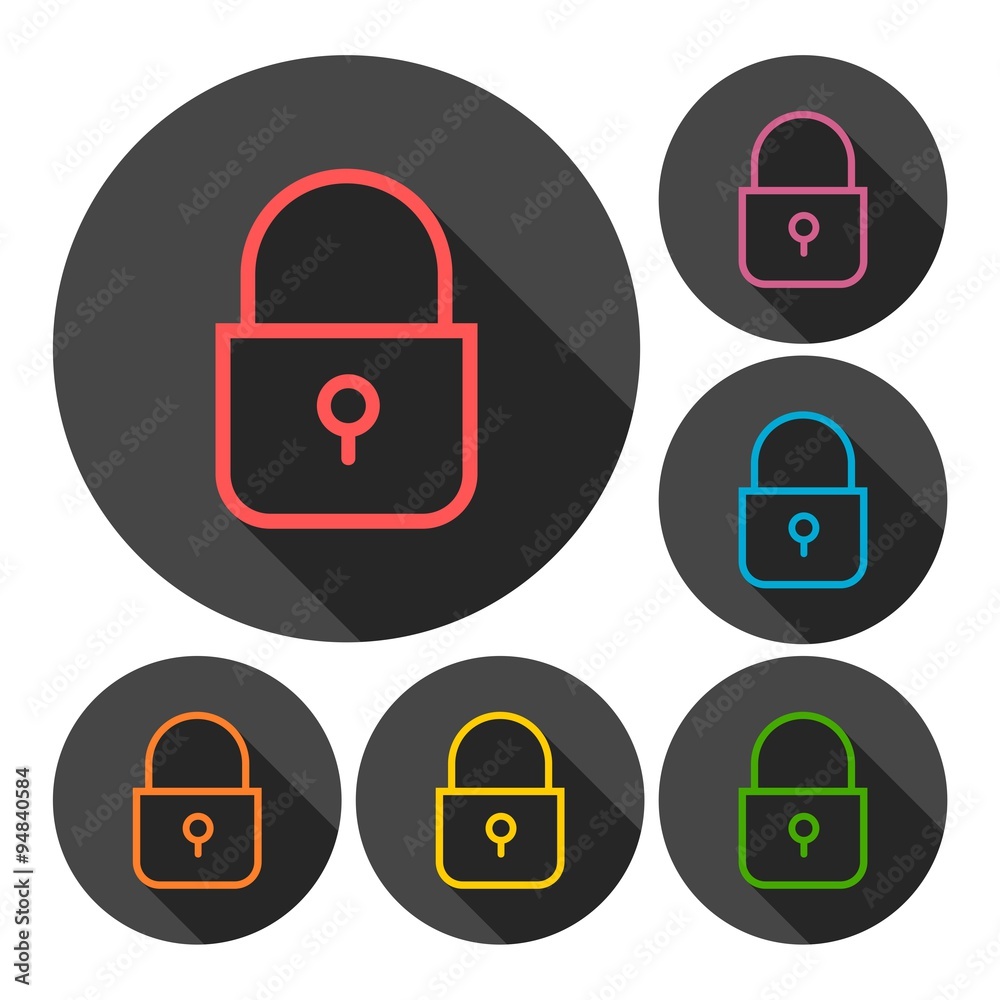 Lock icons set with long shadow Lock icons set with long shadow
