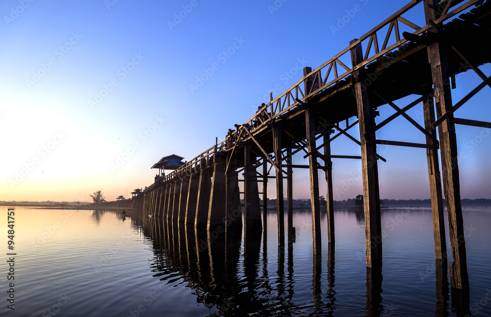 Former golden wooden E-Bein-bridge in Amarapura, Myanmar Former golden wooden E-Bein-bridge in Amarapura, Myanmar