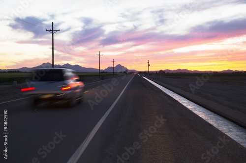 Arizona  Tucson  USA  April 5  2015  sunset on Arizona highway