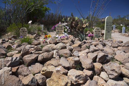 Tombstone, Arizona, USA, April 6, 2015, Boot Hill Cemetery, old western town home of Doc Holliday and Wyatt Earp and Gunfight at the O.K. Corral photo