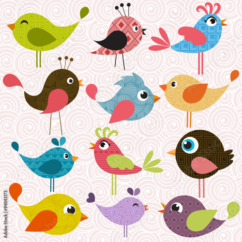 Set of patterned birds