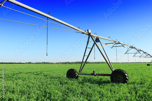 Crop Irrigation using the center pivot sprinkler system photo