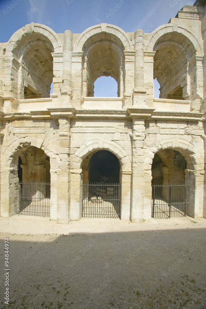 Fototapeta premium Exterior of the Arena of Arles, from ancient Roman times, can hold 24,000 spectators, Arles, France