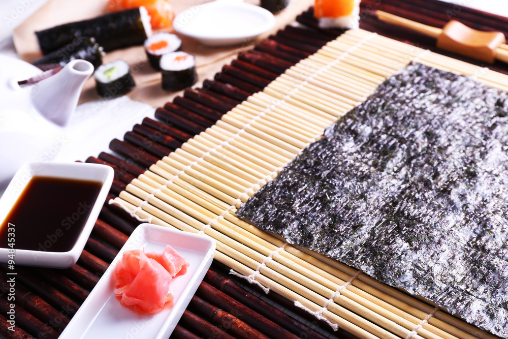 The process of making sushi and rolls The process of making sushi and rolls