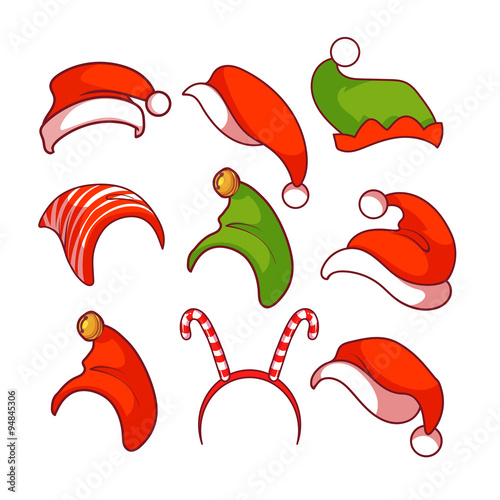 Set of Christmas hats.
