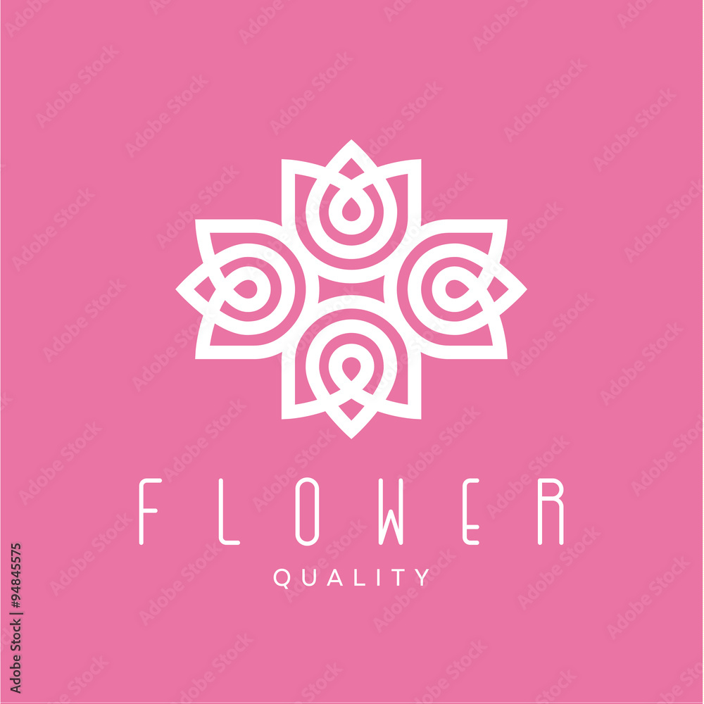 Simple and graceful floral monogram design template, Elegant lineart logo design, vector illustration