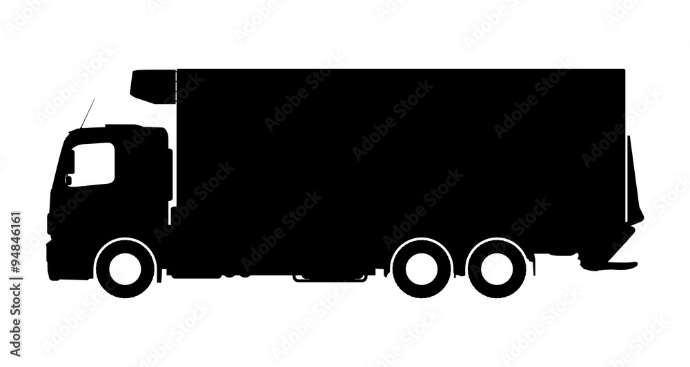 Silhouette of a truck on a white background.