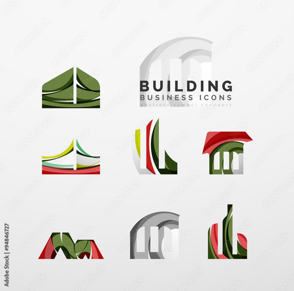 Fototapeta premium Set of real estate or building logo business icons
