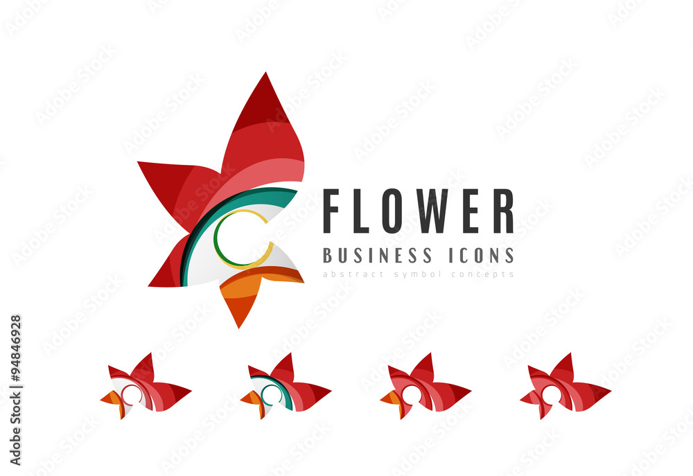 Set of abstract flower logo business icons Set of abstract flower logo business icons