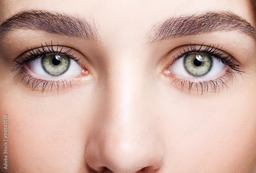 Obraz premium strefa kobiecego oka i brwi z makijażem dziennym