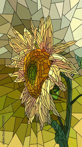Fototapeta Naklejka Na Ścianę i Meble -  Vector illustration of flower yellow sunflower.