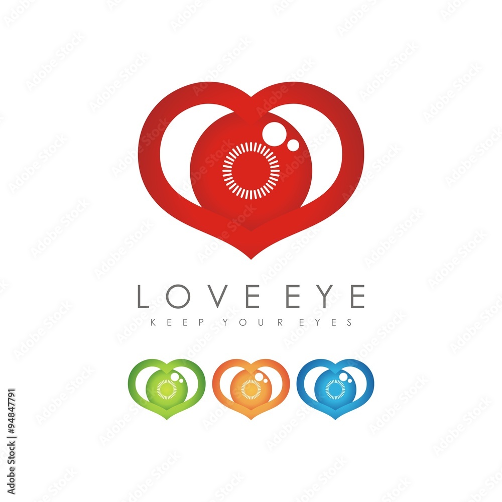 Heart Eye Logo Design Vector. Heart in the eye symbol icon. Vector