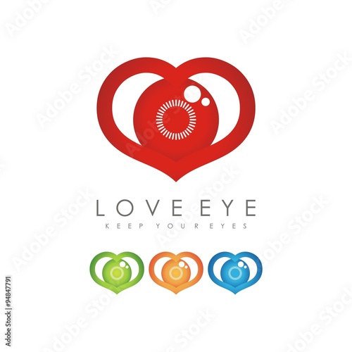 Heart Eye Logo Design Vector. Heart in the eye symbol icon. Vector, illustration.