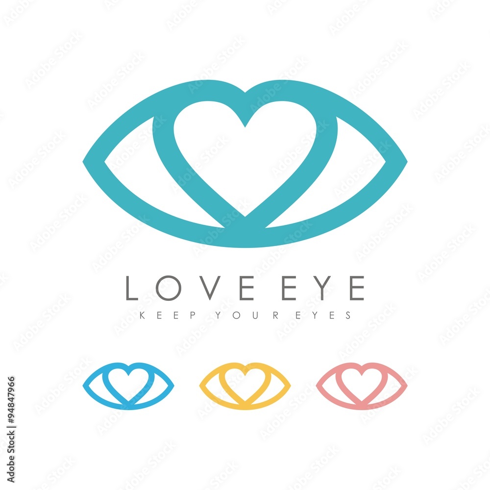 Heart Eye Logo Design Vector. Heart in the eye symbol icon. Vector