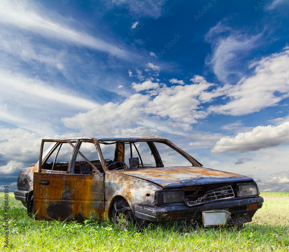Car fire damages under the heaven. Car fire damages under the heaven.