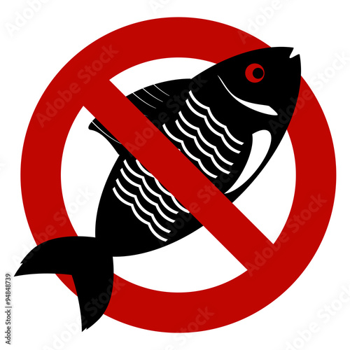 Photography No fish forbidden sign symbol on white background.