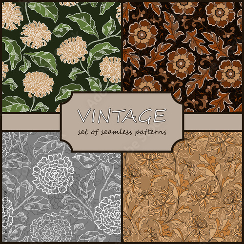 Seamless Vintage Floral Background Collection. Vector background