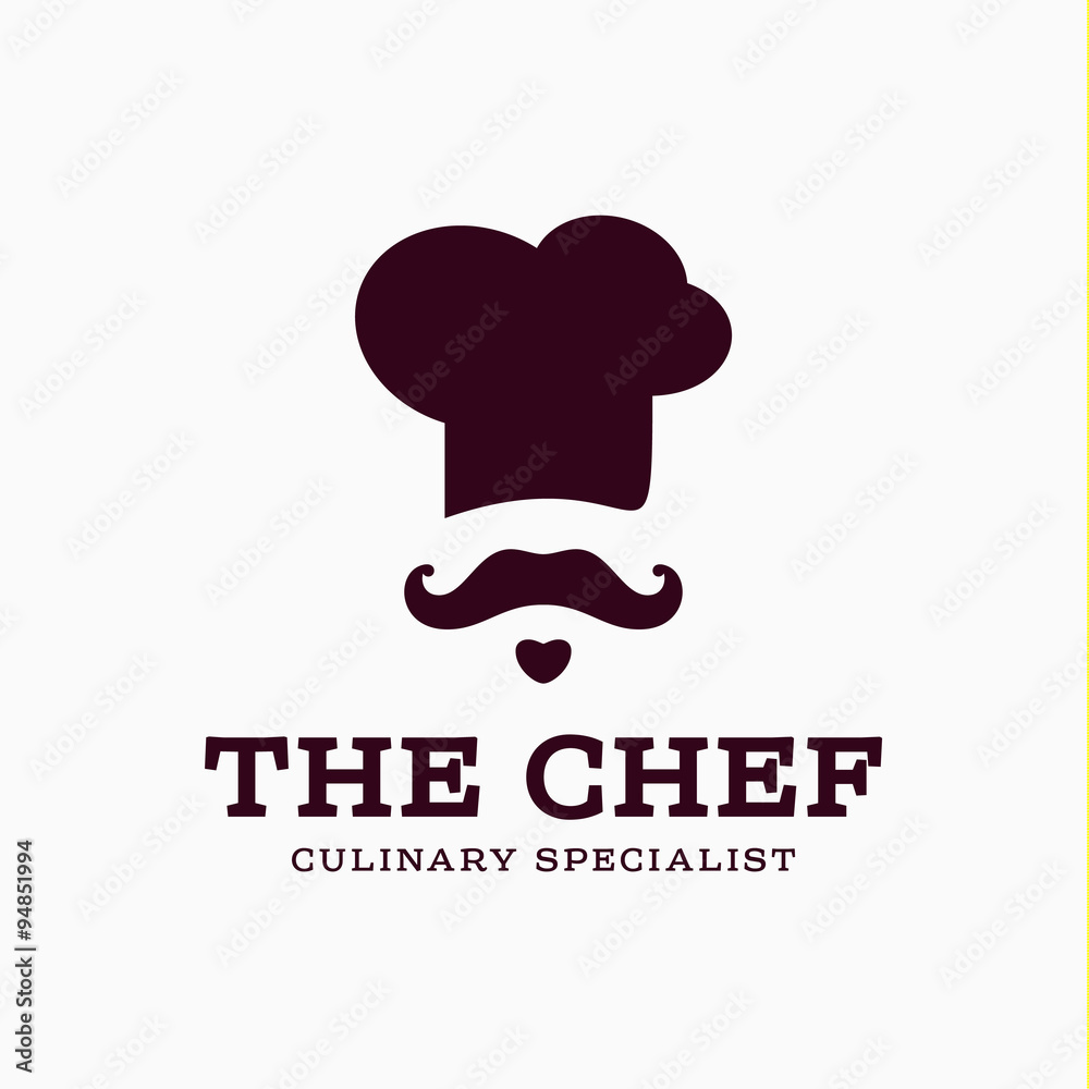 chef cook logo icon toque, chefs hat vector trend flat style brand mustache  beard stylinga Stock Vector | Adobe Stock