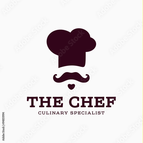 chef cook logo icon toque, chefs hat vector trend flat style brand mustache beard stylinga