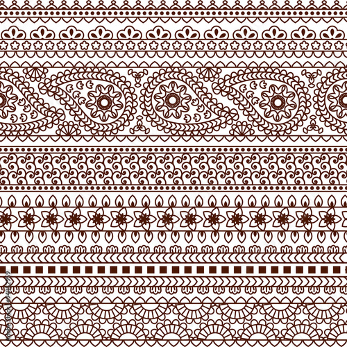 Set of Ornamental Seamless Borders in indian style. Good for decor, frames, henna tattoo, etc.