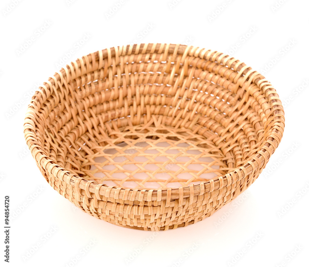 weave wicker basket isolated on white background
