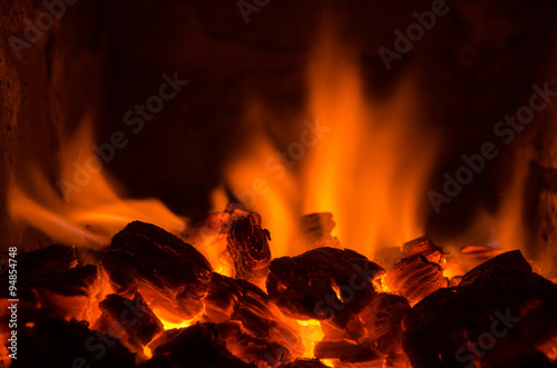 Hot coals in the fire © yuratosno