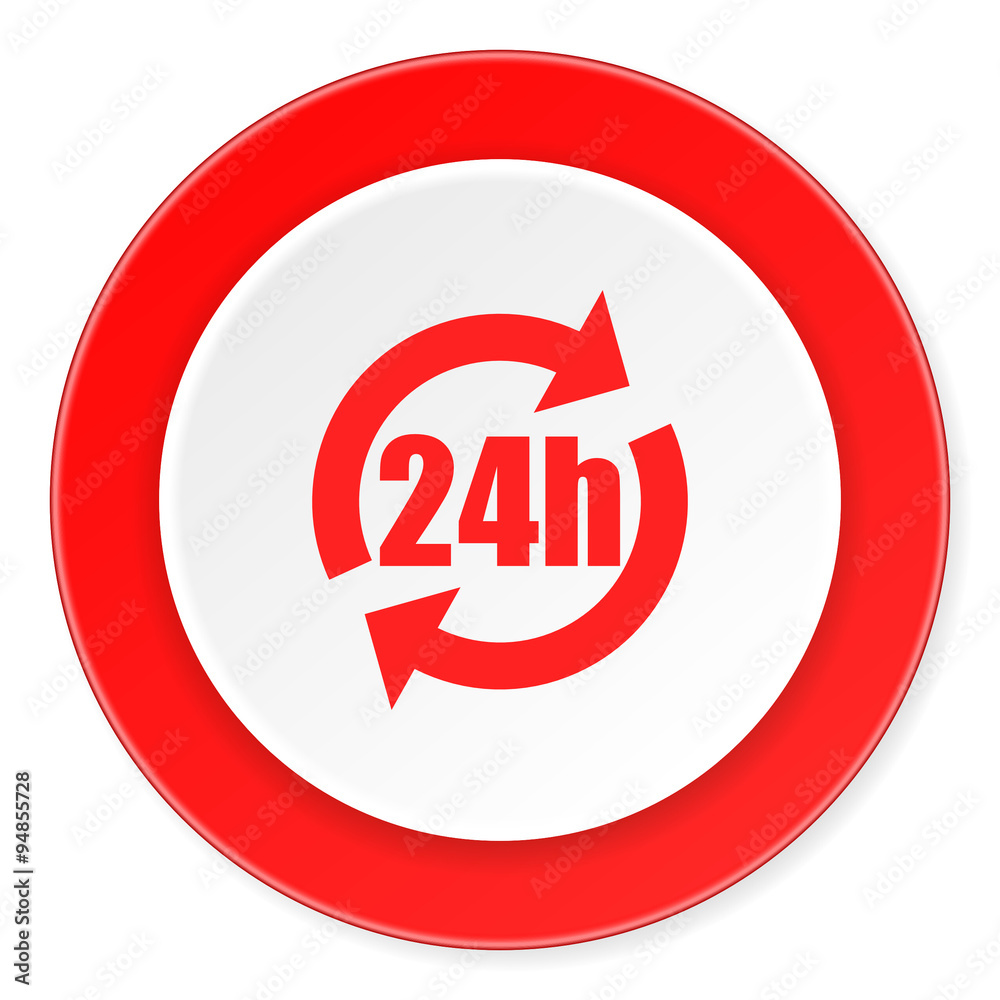 24h red circle 3d modern design flat icon on white background 24h red circle 3d modern design flat icon on white background