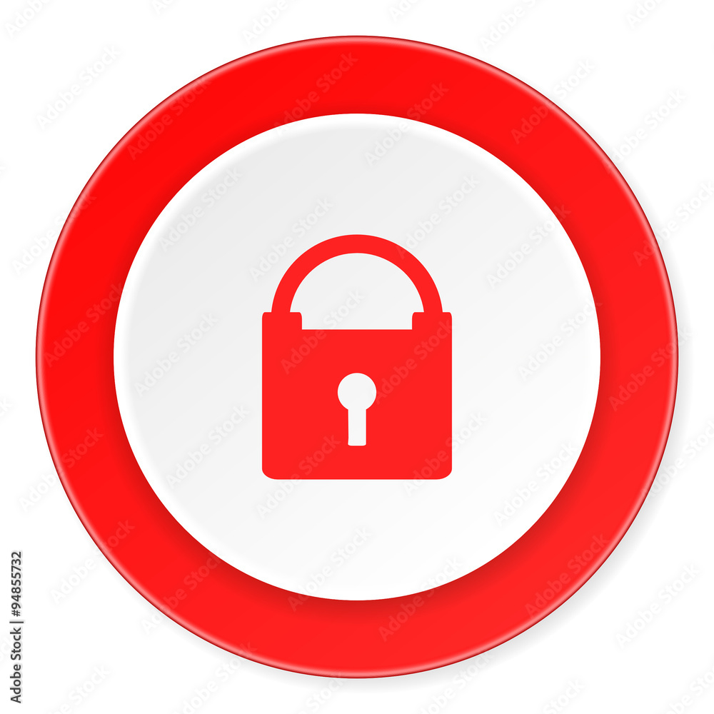 padlock red circle 3d modern design flat icon on white background padlock red circle 3d modern design flat icon on white background