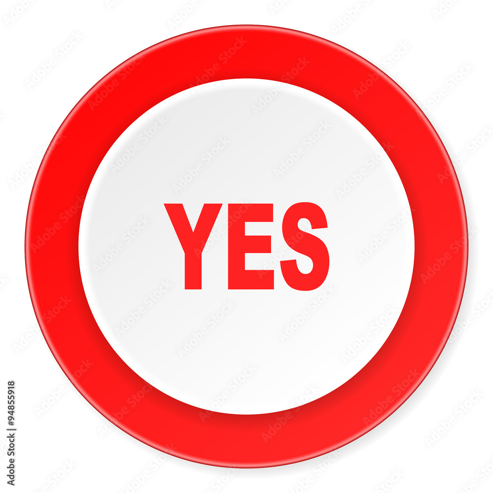 yes red circle 3d modern design flat icon on white background yes red circle 3d modern design flat icon on white background