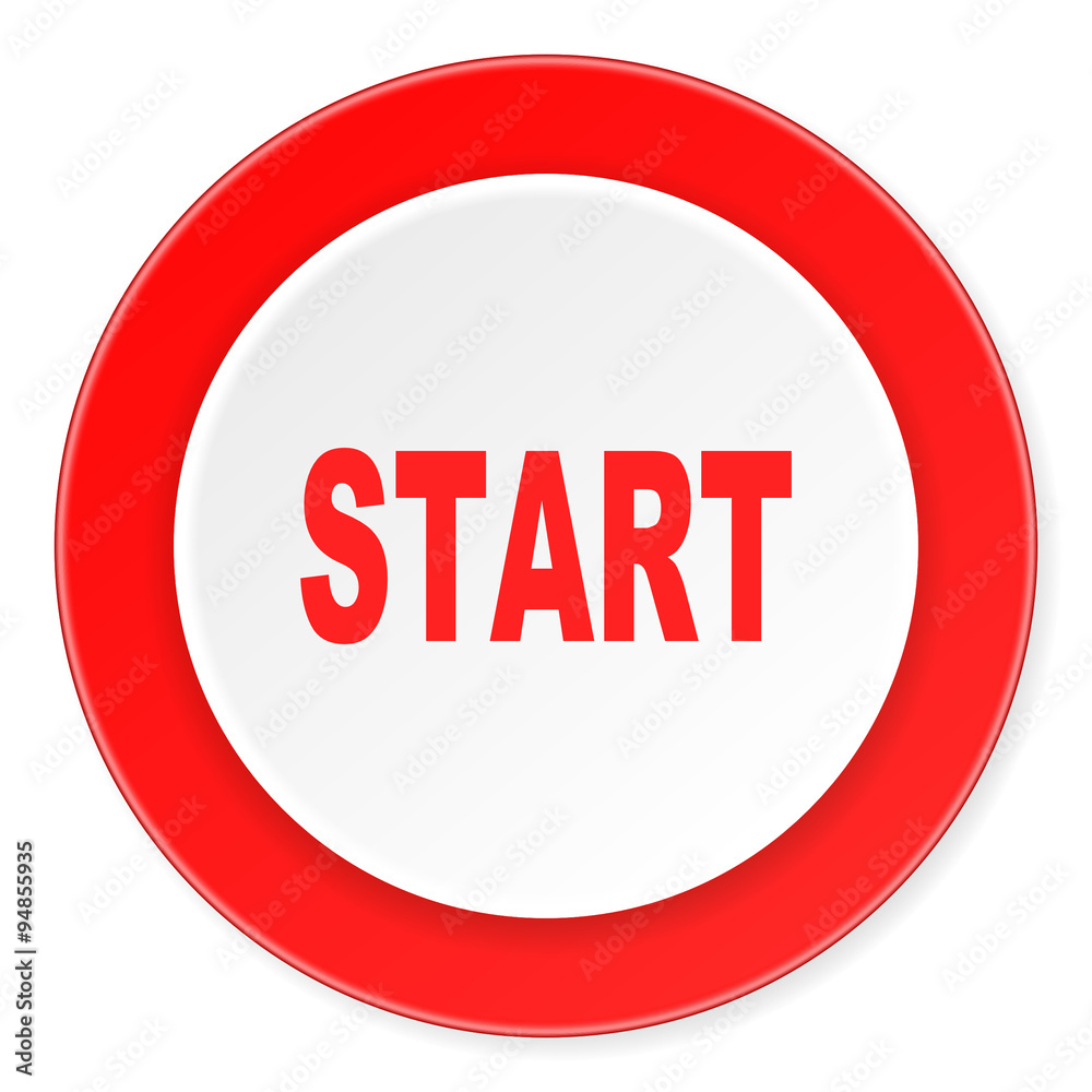 start red circle 3d modern design flat icon on white background start red circle 3d modern design flat icon on white background