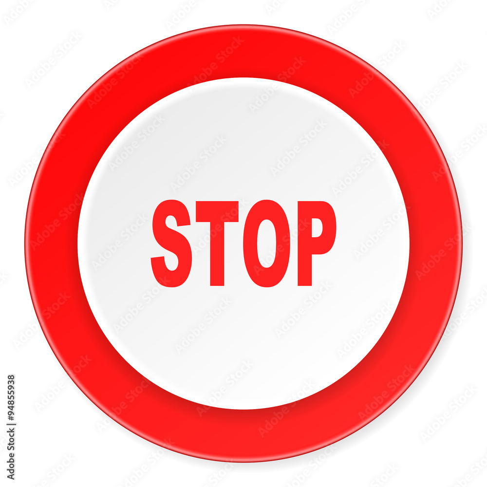 stop red circle 3d modern design flat icon on white background stop red circle 3d modern design flat icon on white background