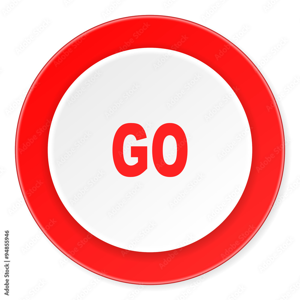 go red circle 3d modern design flat icon on white background go red circle 3d modern design flat icon on white background